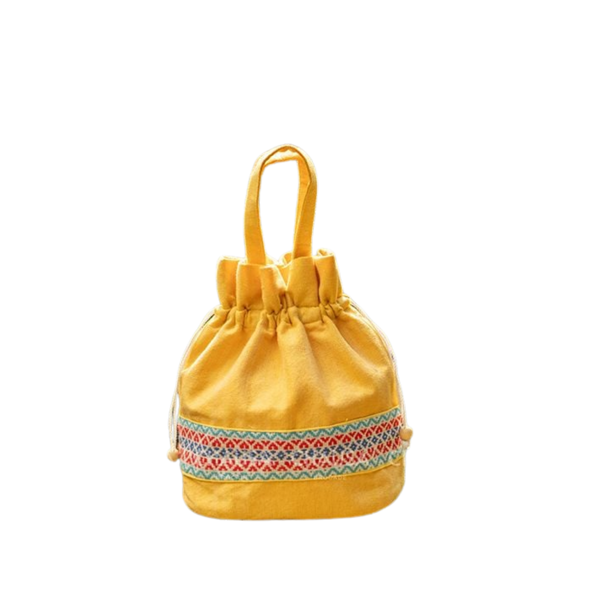 Hand-Woven Drawstring Brocade Handbag