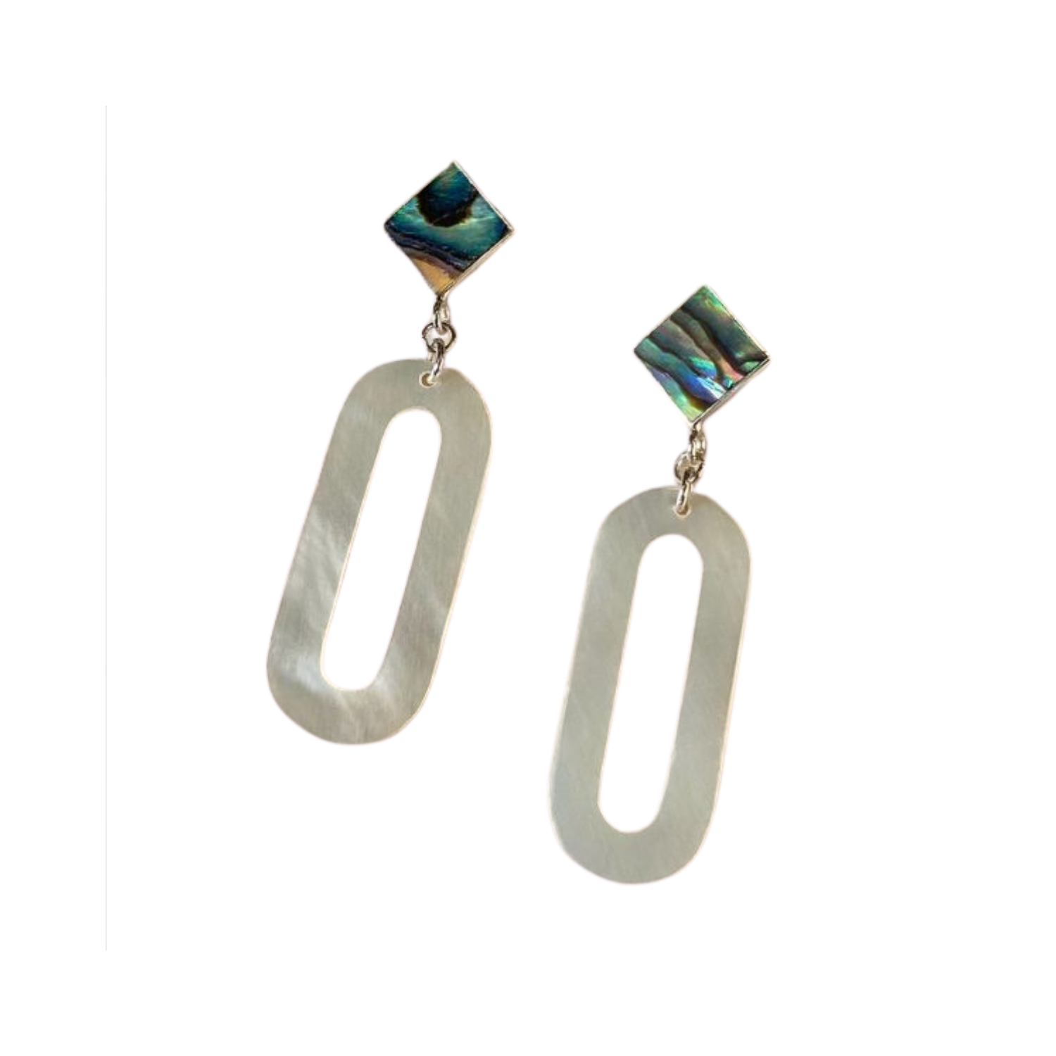 Handmade Abalone Shell Silver Earrings