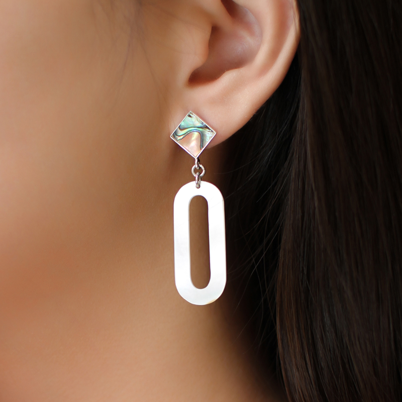 Handmade Abalone Shell Silver Earrings