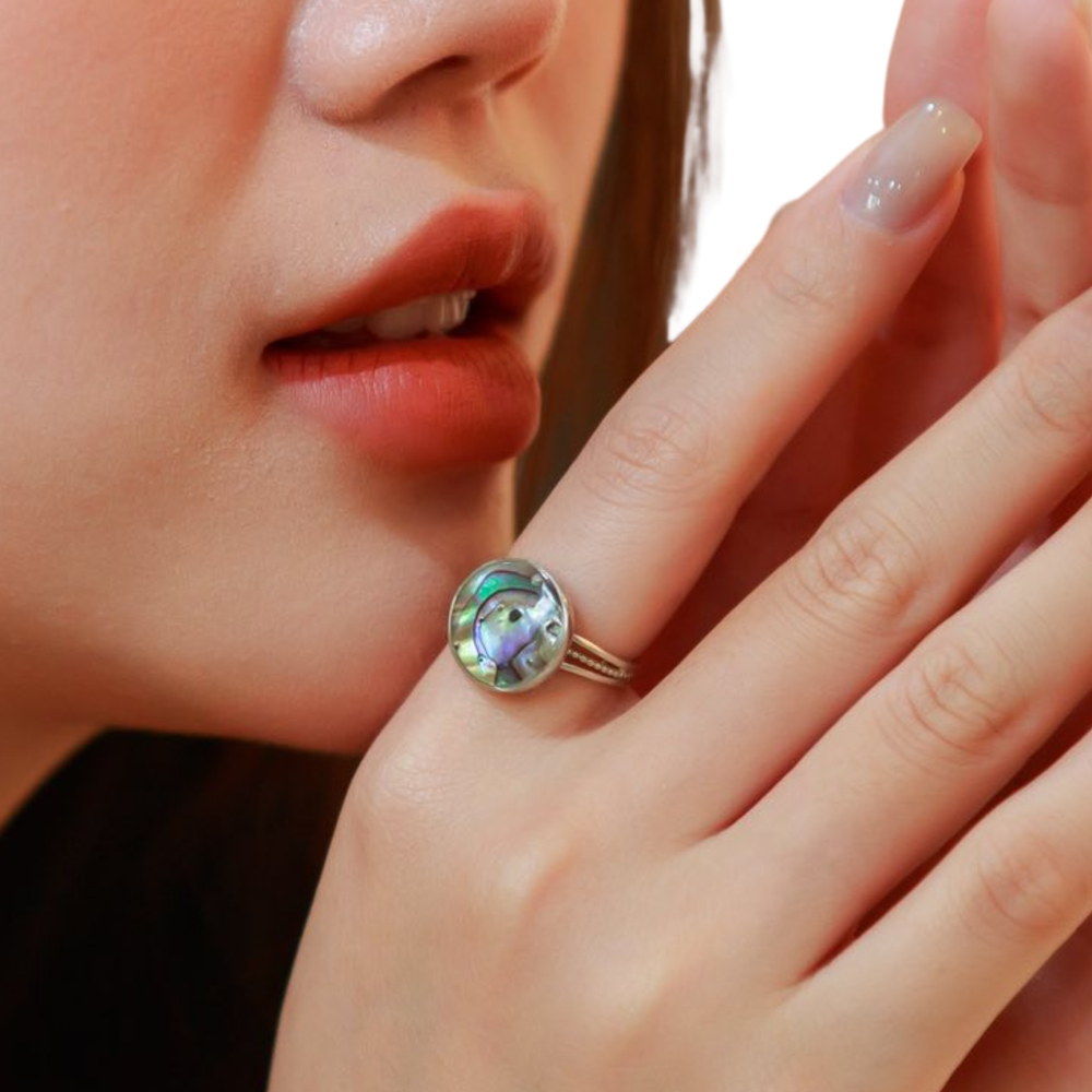 Handmade Abalone Shell Silver Ring