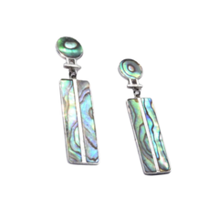 Handmade Rectangular Mother Of Pearl Silver Earrings