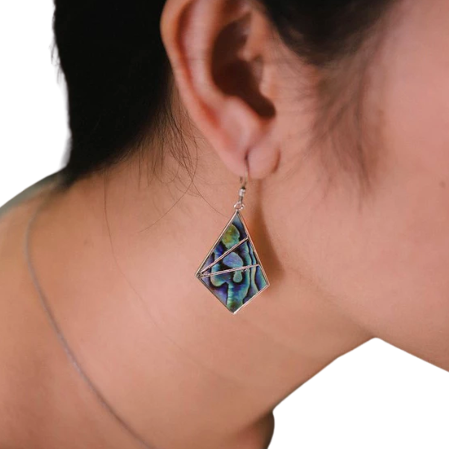 Handmade Silver Triangle Necklace & Earrings