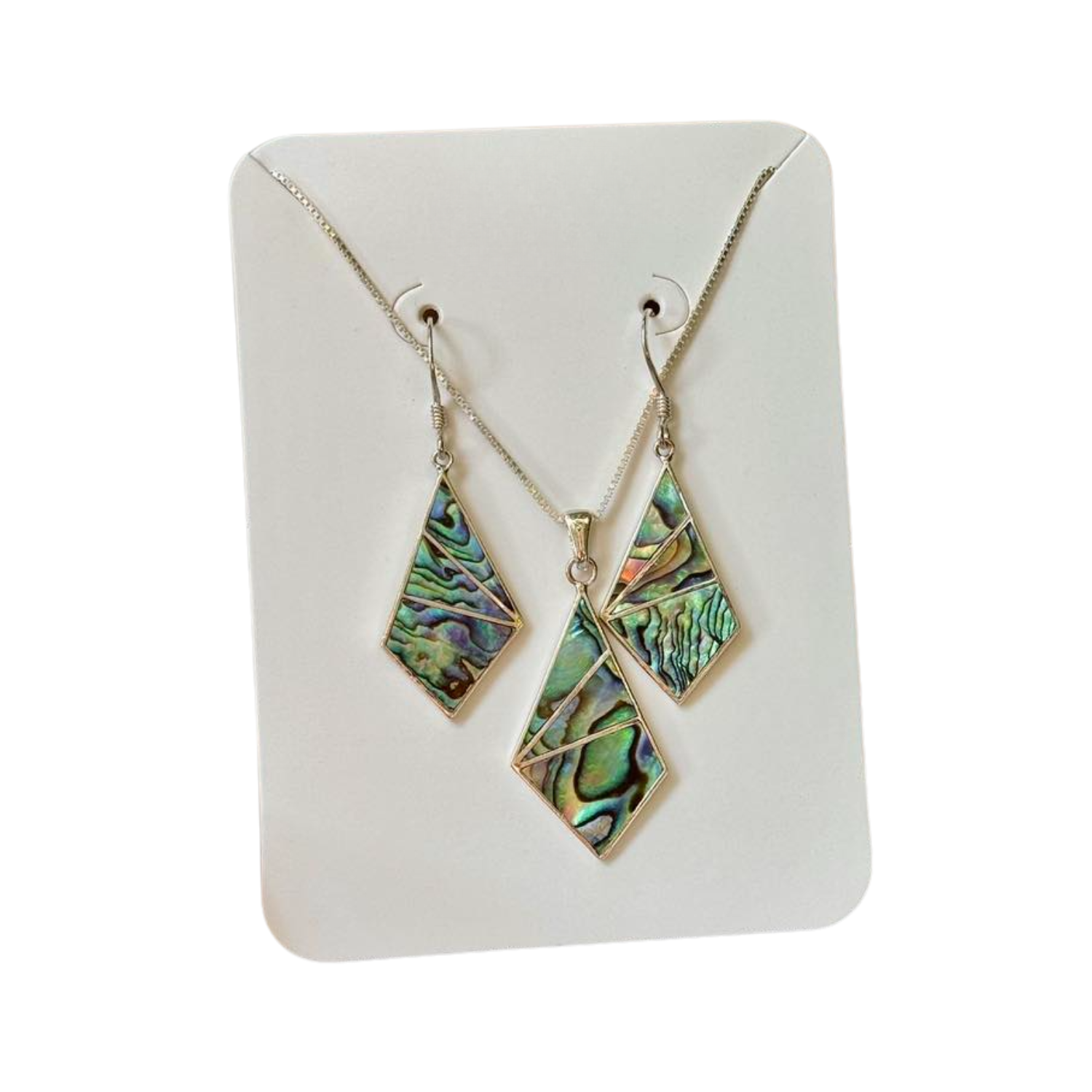 Handmade Silver Triangle Necklace & Earrings