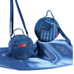 Handmade Upcycled Denim Round Bag