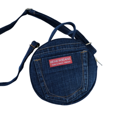 Handmade Upcycled Denim Round Bag