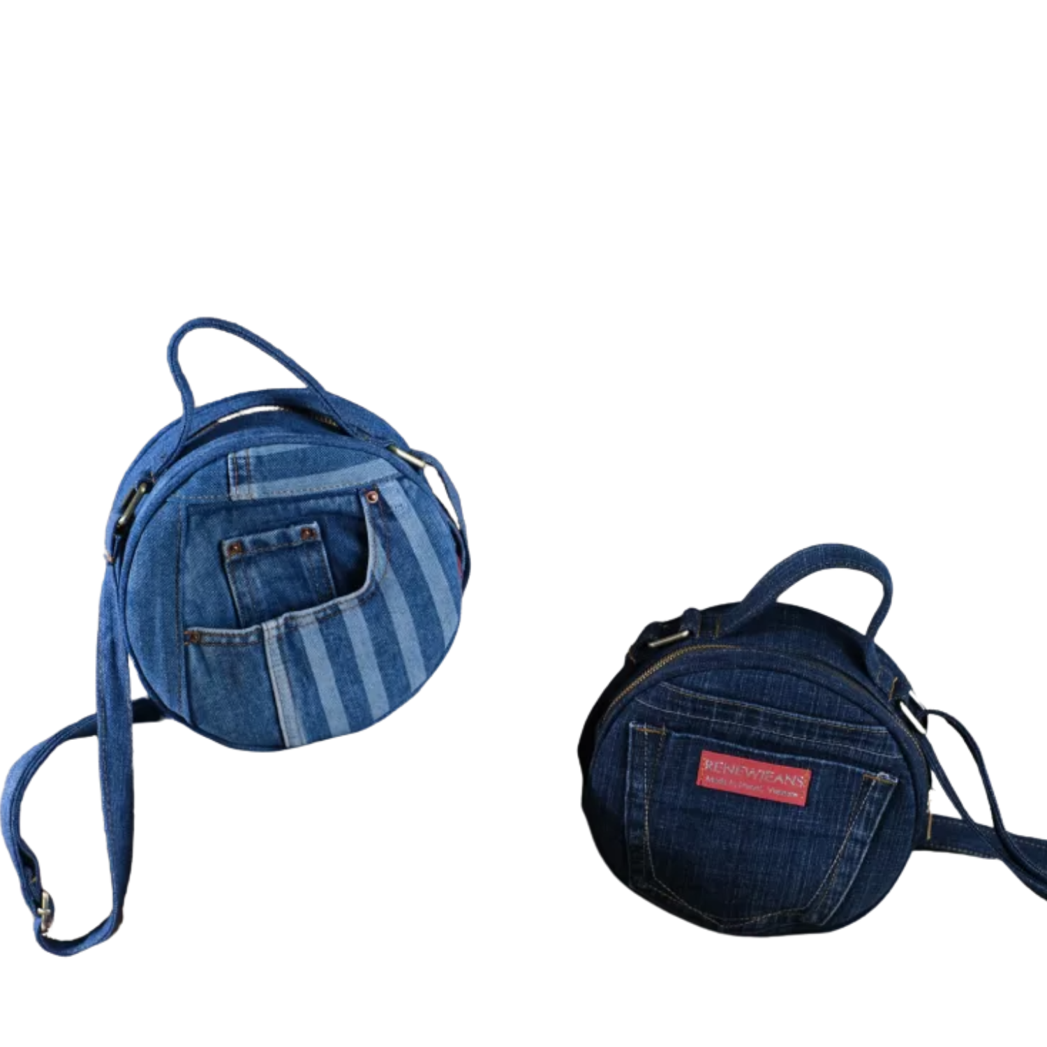 Handmade Upcycled Denim Round Bag