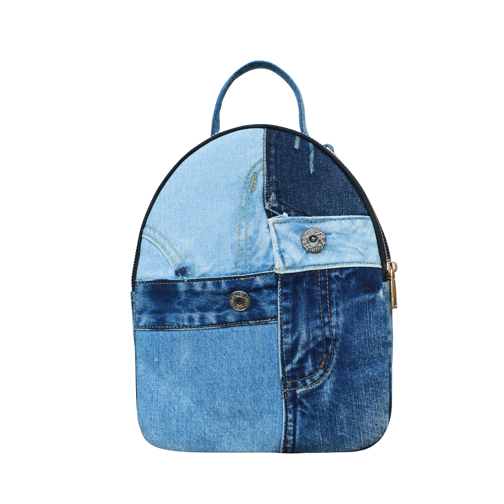 Handmade Upcycled Denim Backpack 2