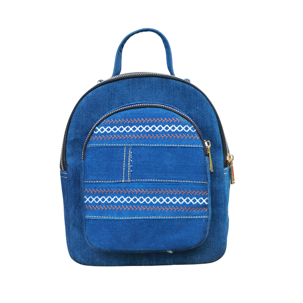 Handmade Upcycled Denim Backpack 1