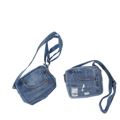 Handmade Upcycled Denim Blue Box Bag