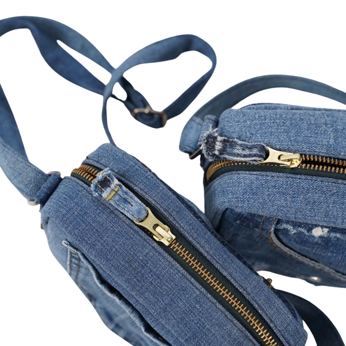 Handmade Upcycled Denim Blue Box Bag