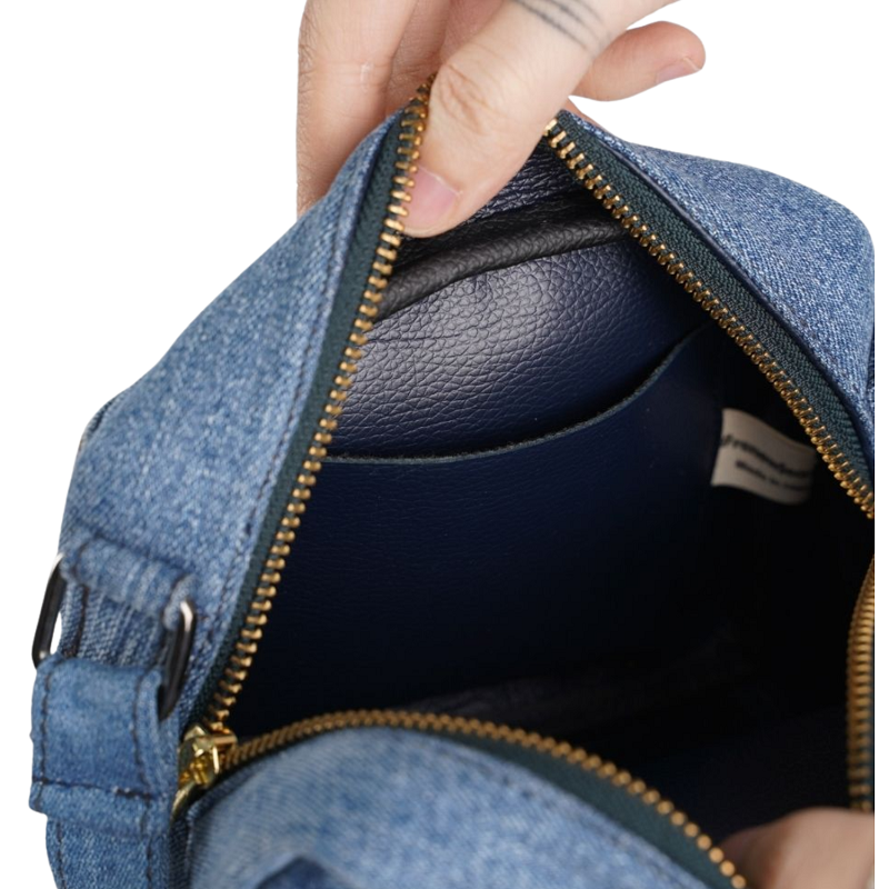 Handmade Upcycled Denim Blue Box Bag