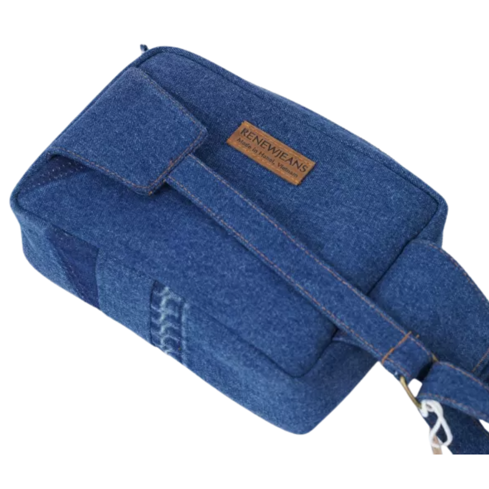 Handmade Upcycled Denim Boxy Fanny Pack