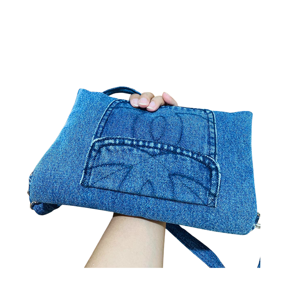 Handmade Upcycled Denim Clutch Bag
