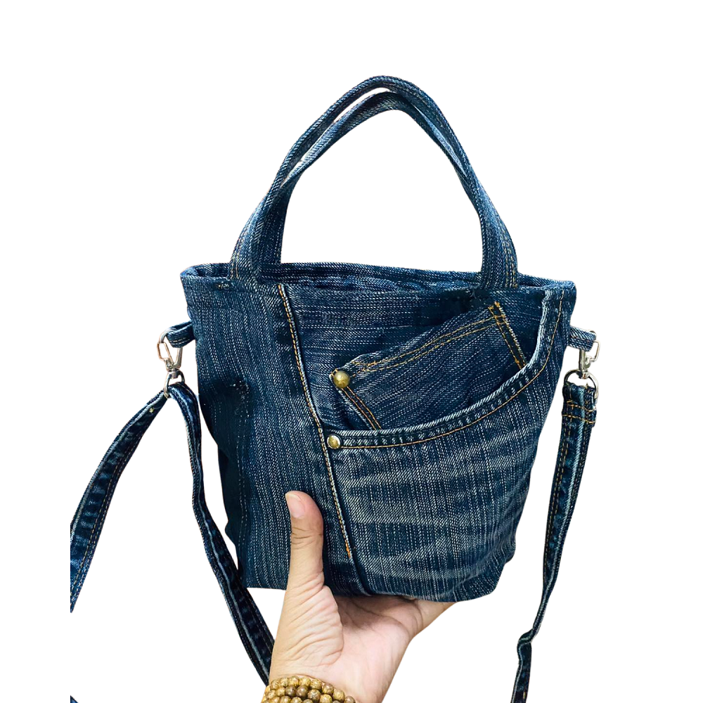 Handmade Upcycled Denim Crossbody Bag