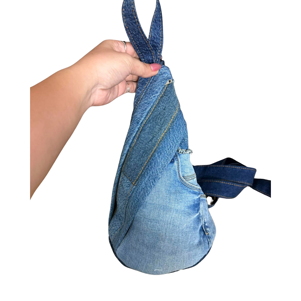 Handmade Upcycled Denim Crossbody Bag 1