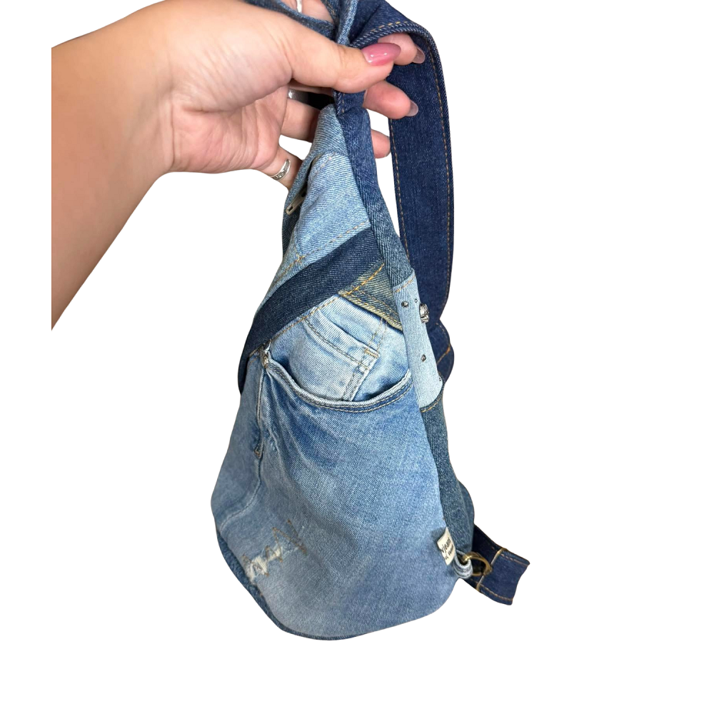 Handmade Upcycled Denim Crossbody Bag 2