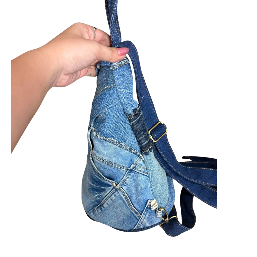 Handmade Upcycled Denim Crossbody Bag 2