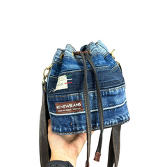 Handmade Upcycled Denim Drawstring Bag 1