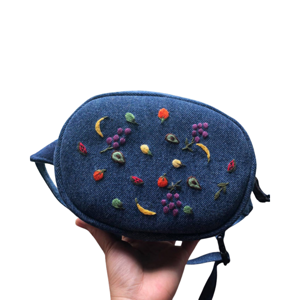 Handmade Upcycled Denim Embroidered Fanny pack