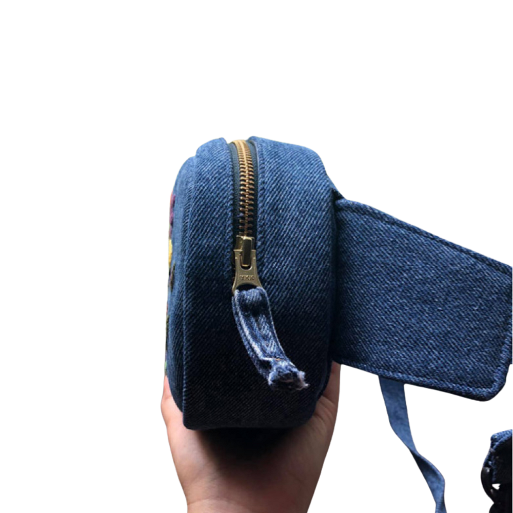 Handmade Upcycled Denim Embroidered Fanny pack