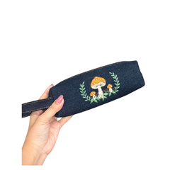 Handmade Upcycled Denim Embroidery Pen Box 1