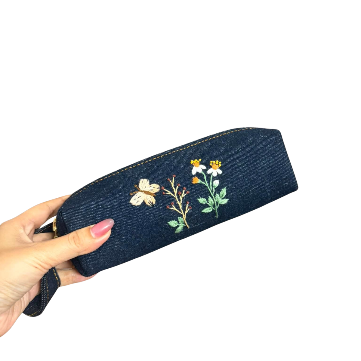 Handmade Upcycled Denim Embroidery Pen Box 1