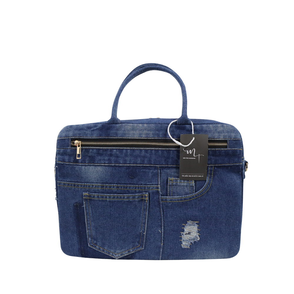 Handmade Upcycled Denim Laptop Bag