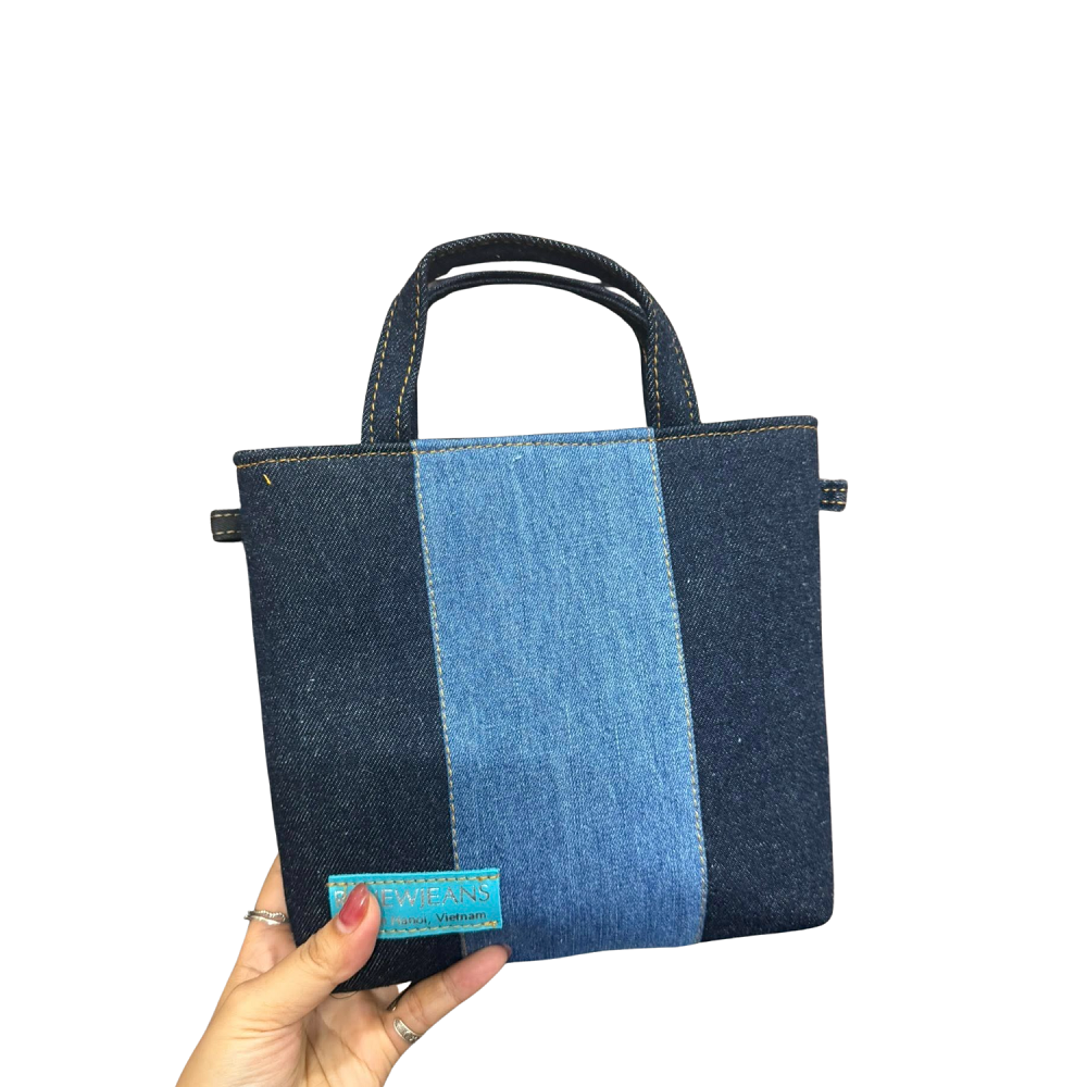Handmade Upcycled Denim  Mini Tote Bag 2