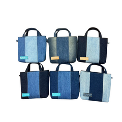 Handmade Upcycled Denim  Mini Tote Bag 1