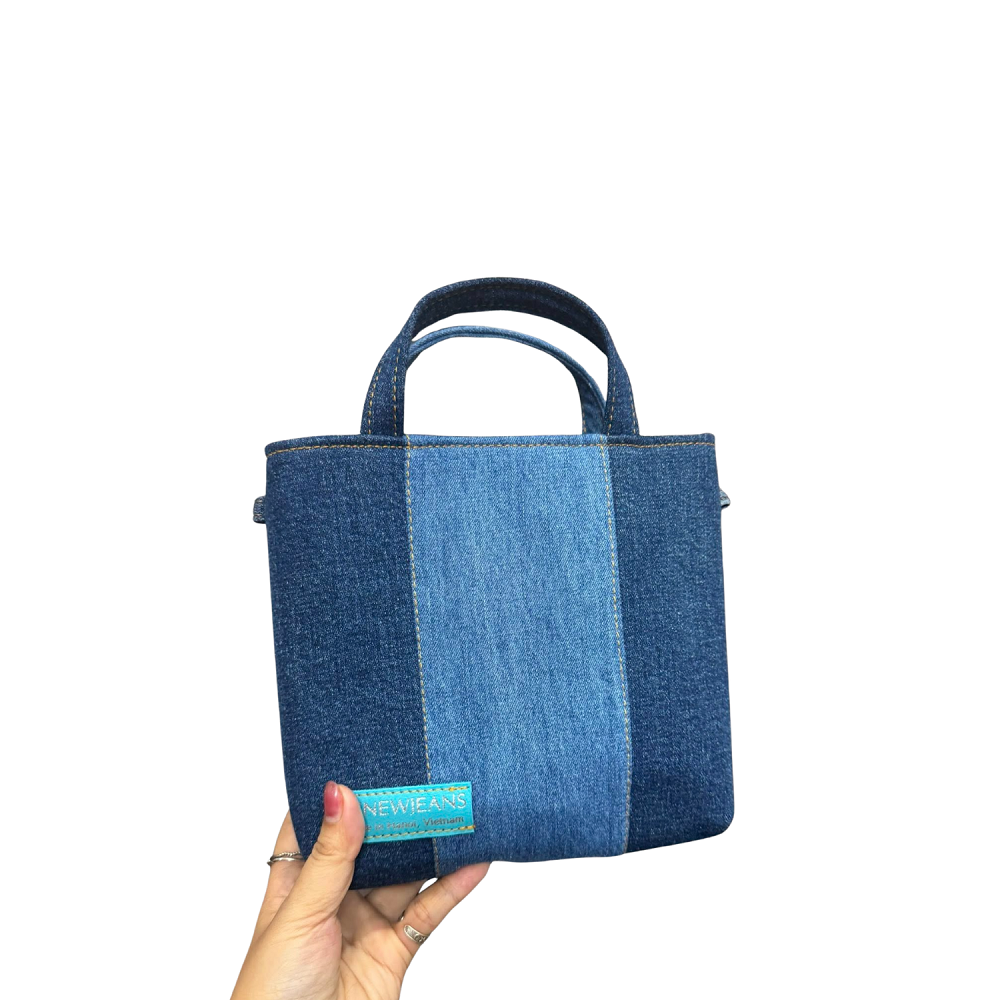 Handmade Upcycled Denim  Mini Tote Bag 1