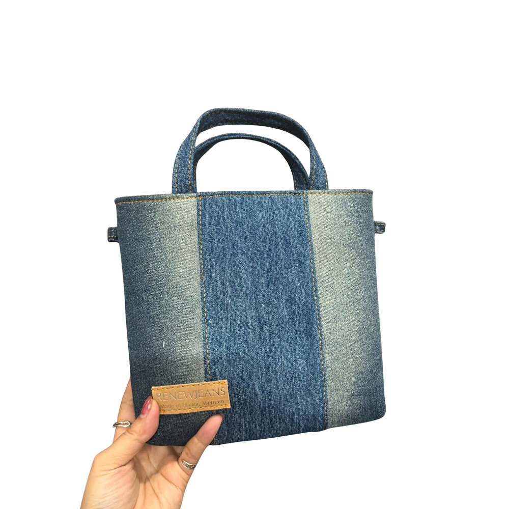 Handmade Upcycled Denim  Mini Tote Bag 1