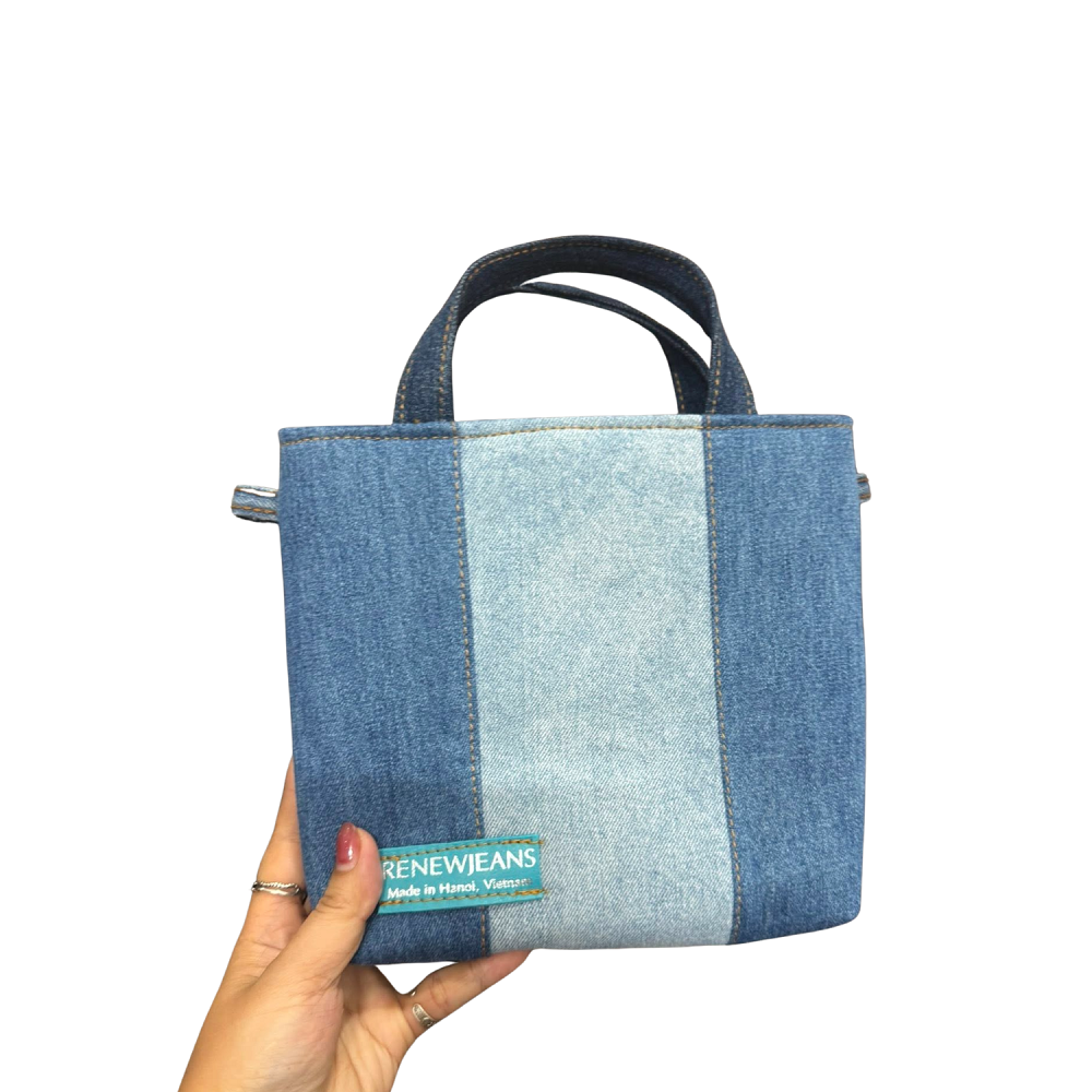 Handmade Upcycled Denim  Mini Tote Bag 2