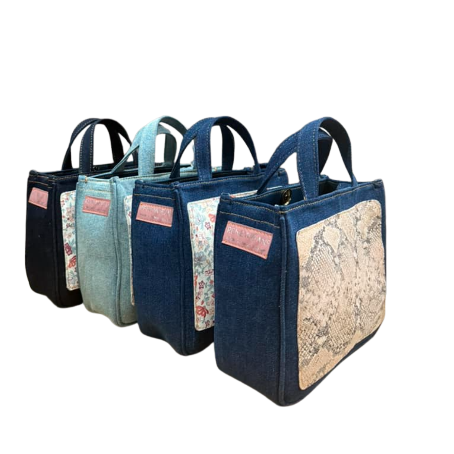 Handmade Upcycled Denim Ribbed Box Bag