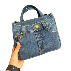 Handmade Upcycled Denim Ribbed Box Bag