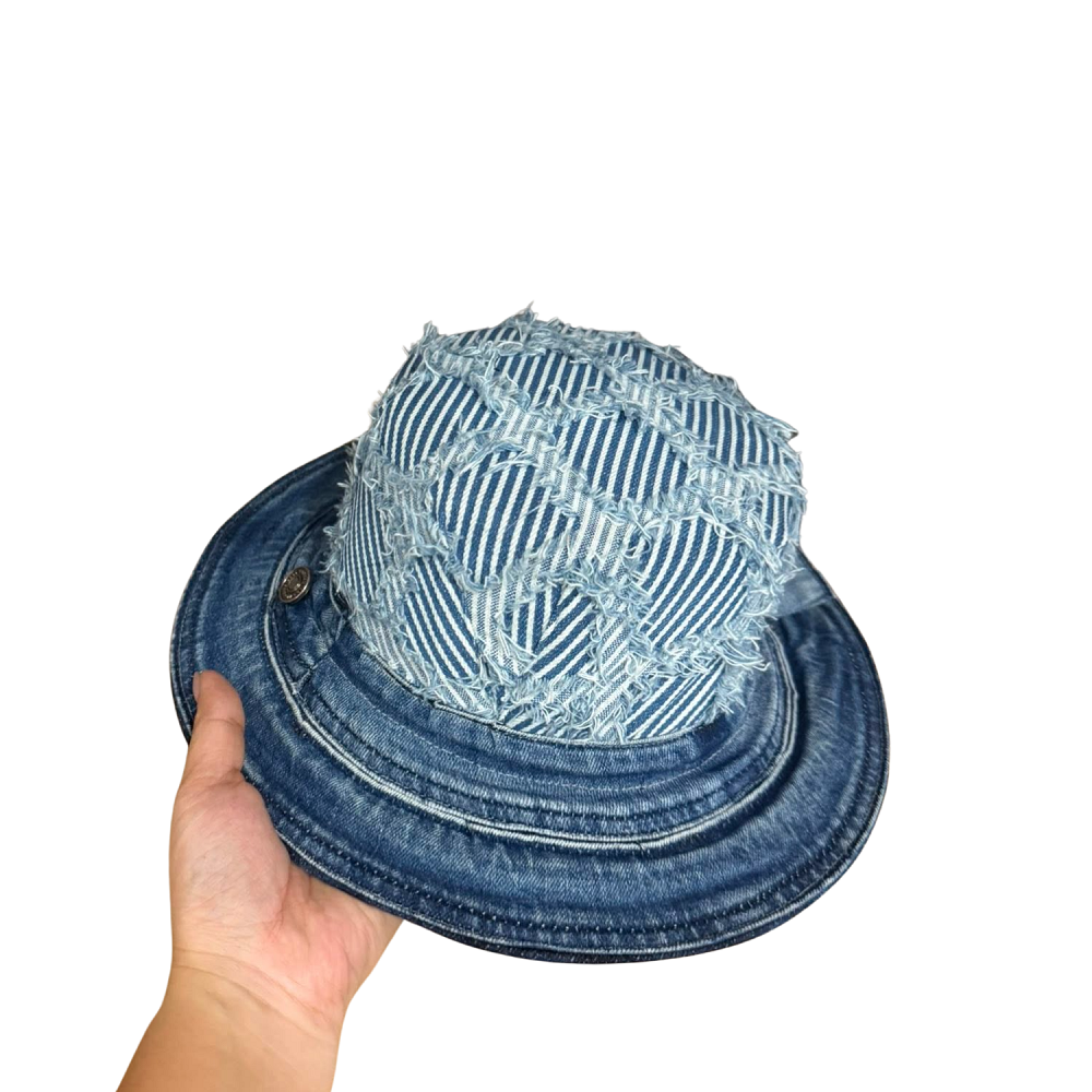 Handmade Upcycled Denim Round Brim Hat