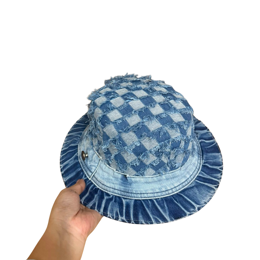 Handmade Upcycled Denim Round Brim Hat