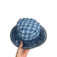 Handmade Upcycled Denim Round Brim Hat