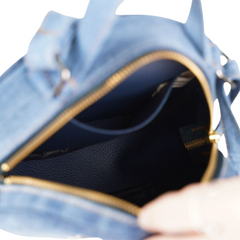 Handmade Upcycled Denim Round Embroidered Box Bag