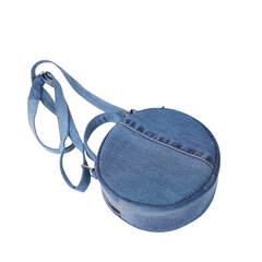 Handmade Upcycled Denim Round Embroidered Box Bag