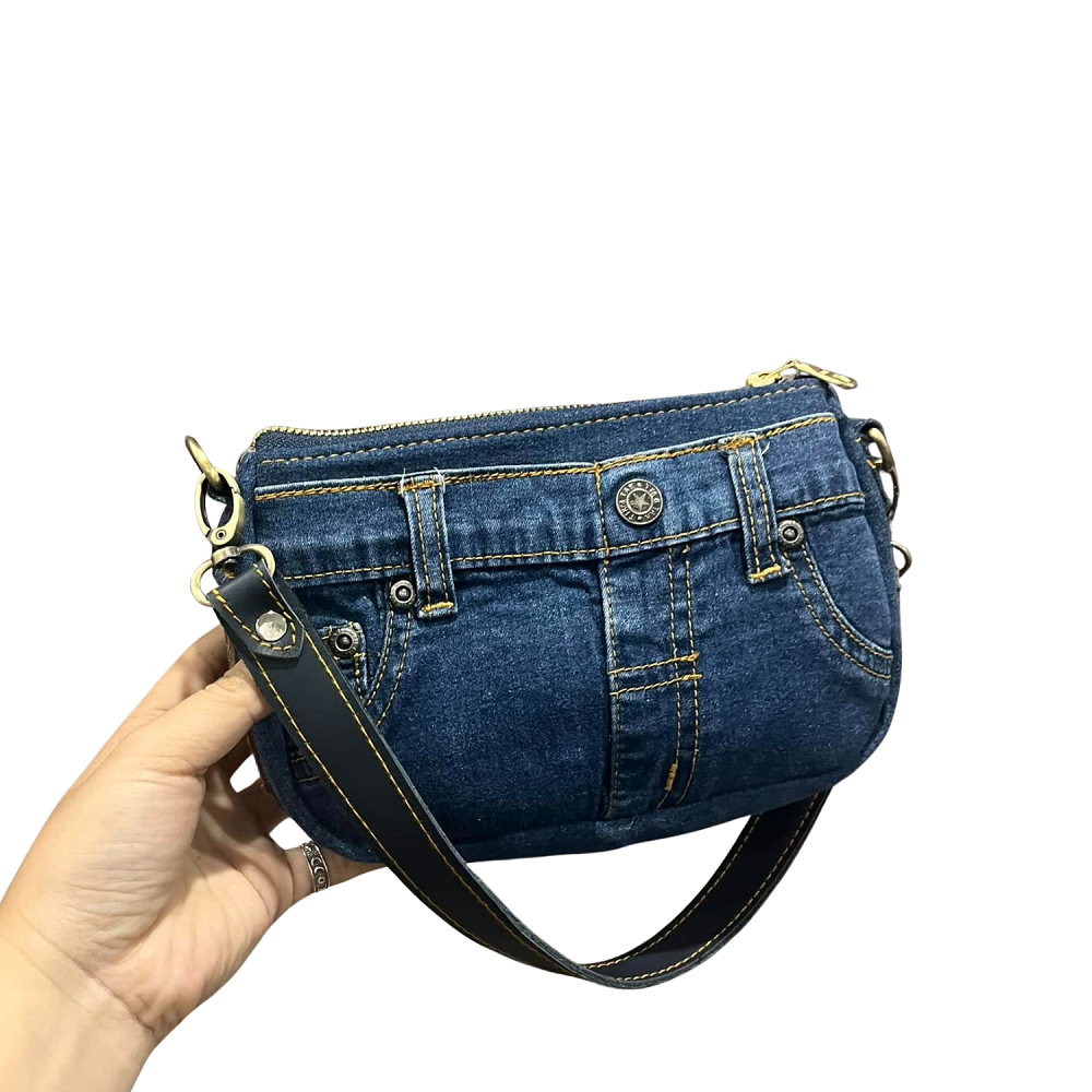 Handmade Upcycled Denim Small Size Underarm Bag