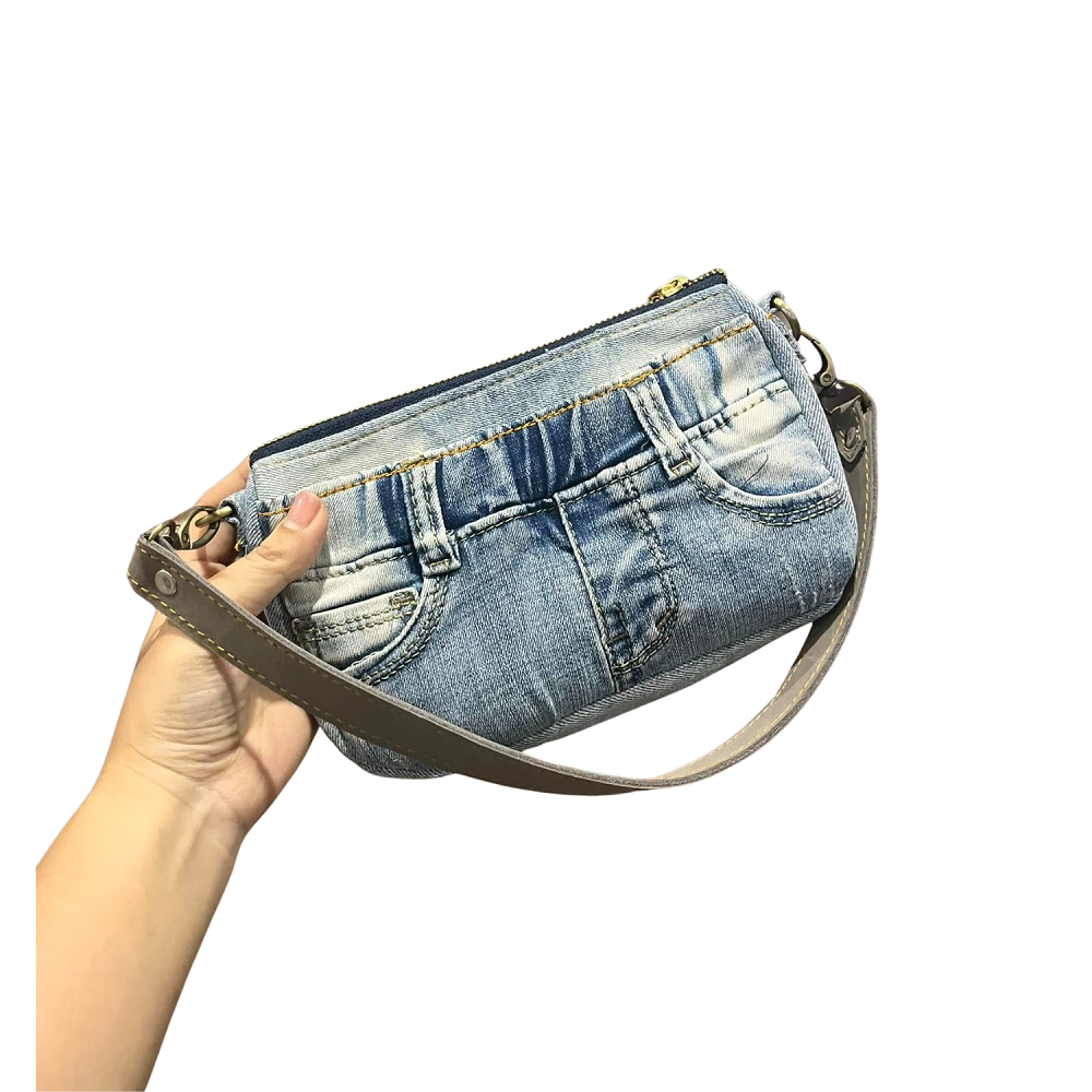 Handmade Upcycled Denim Small Size Underarm Bag