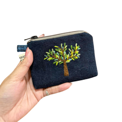 Handmade Upcycled Denim Small Embroidered Wallet 2