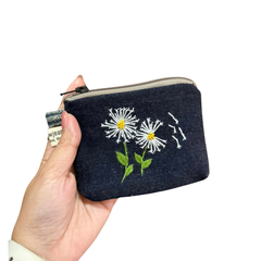 Handmade Upcycled Denim Small Embroidered Wallet 2