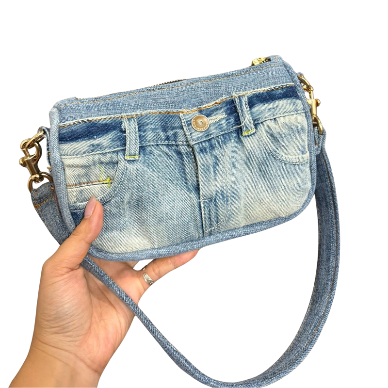 Handmade Upcycled Denim Underarm Bag 1