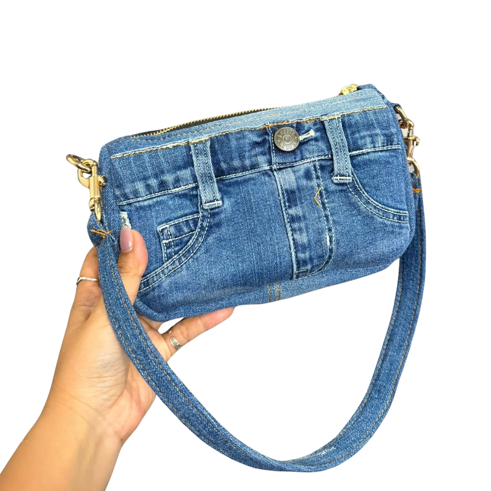 Handmade Upcycled Denim Underarm Bag 2