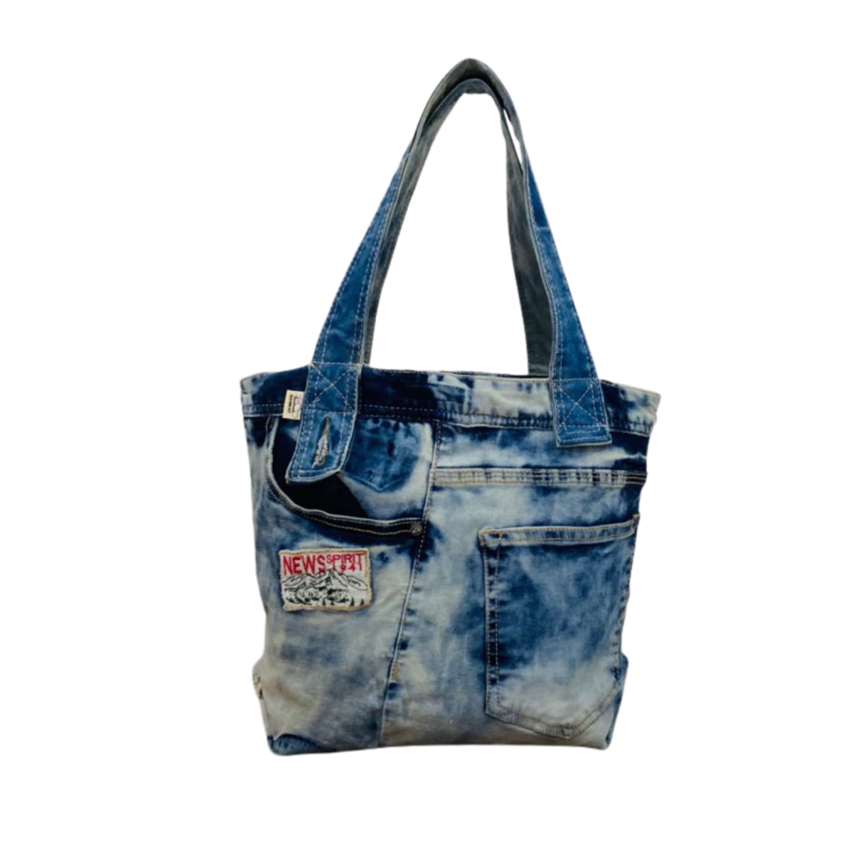 Handmade Upcycled Denim Wide Bottom Handbag