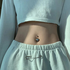 Heart-shaped Belly Button Piercing For Women Handcrafted 925 Sterling Silver