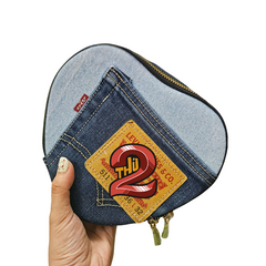 Handmade Upcycled Denim Heart Bag