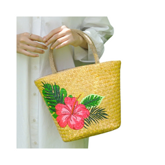 Hibiscus Patterned Sedge Handbag
