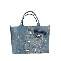 Handmade Upcycled Denim Laptop Tote Bag